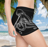 Daring Octopus Swimwear Shorts for Women for Beach, Cruise, Lake, Boat, Scuba Diving, Workout Yoga Shorts, Water Sports, Soft Stretchy