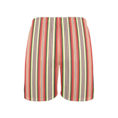 Stripy Groovy Men's Beach Shorts with Drawstring Waist, Summer Vaca Swim Trunks