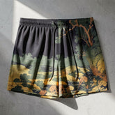 Hokusai Art Swim Shorts - Quick Dry Aesthetic Beach Trunks - Museumcore Summer Wear - Japanese Art swim shorts