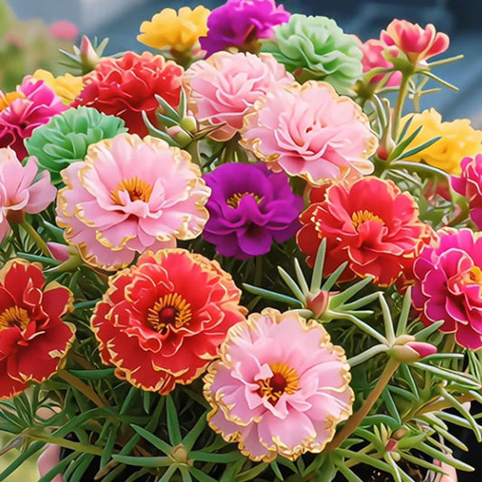 🌹GOLD-EDGED DOUBLE MIXED-COLOR MOSS ROSE—2025 LATEST VARIETY