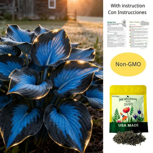 💥2026 Hot Sale 🌌Midnight Blue Heart Hosta Seeds Perennial Shade Plant for Garden