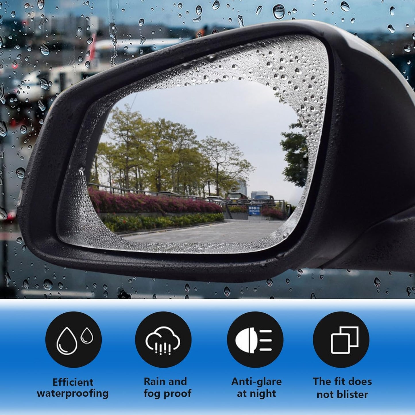 4Pcs Anti-Rain Rearview Mirror Film 🌧️ Drive Safely in Any Weather ✈Fast Shipping Worldwide
