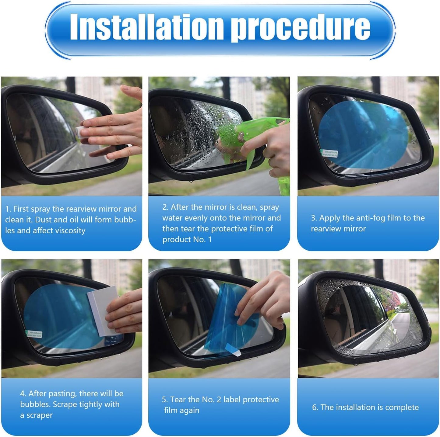 4Pcs Anti-Rain Rearview Mirror Film 🌧️ Drive Safely in Any Weather ✈Fast Shipping Worldwide