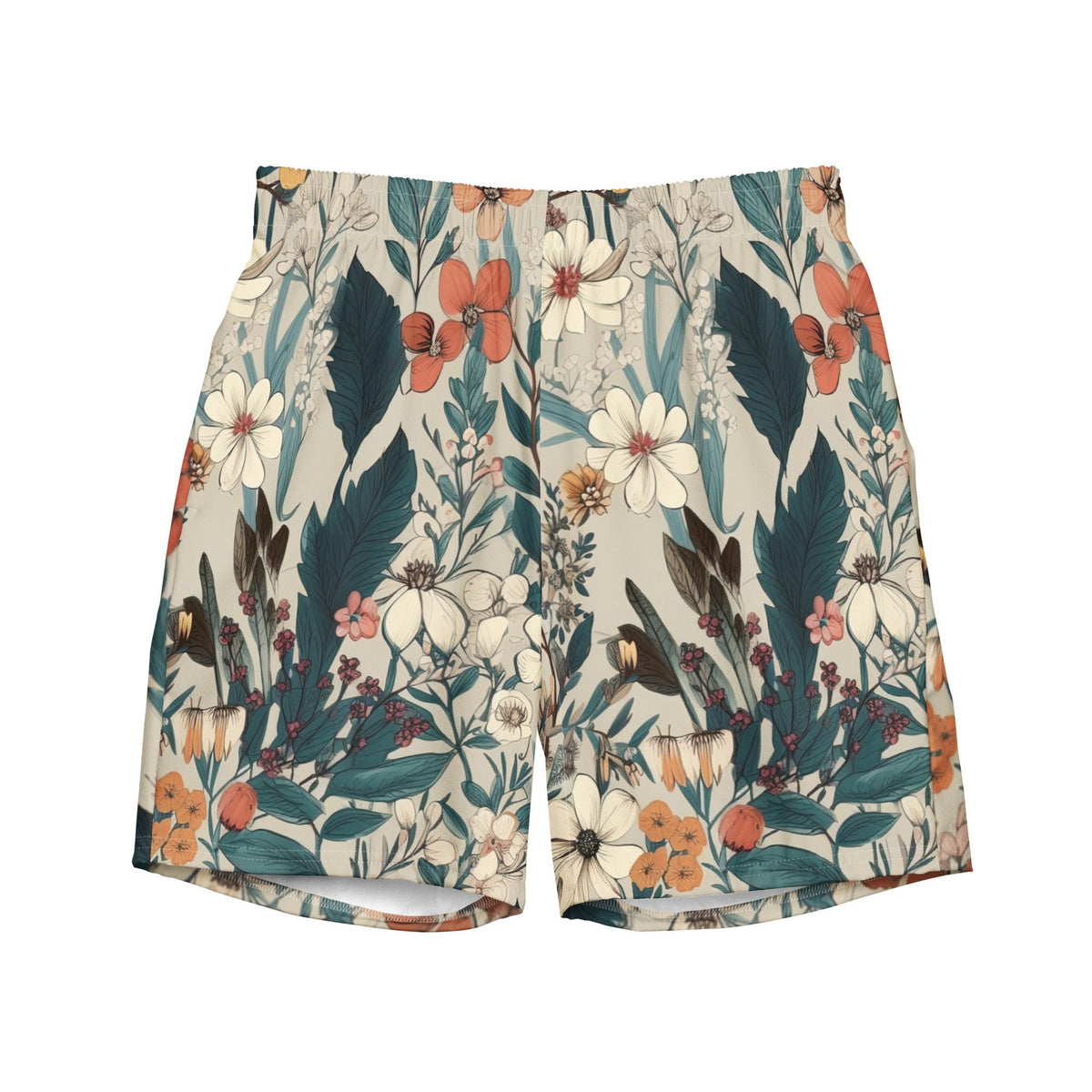 Botanical Men’s Swim Trunks | Swim Shorts | BoardShorts | Anti-Chafe Inner Liner | Multiple Pocket | Sizes | Size Small to 6XL