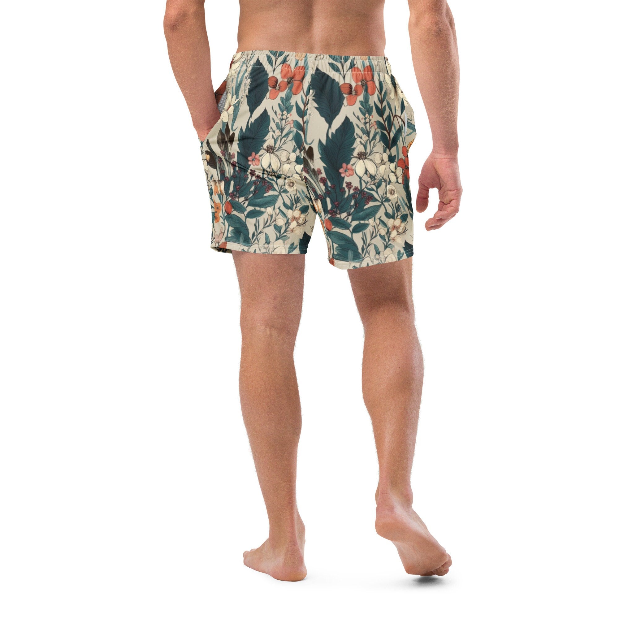 Botanical Men’s Swim Trunks | Swim Shorts | BoardShorts | Anti-Chafe Inner Liner | Multiple Pocket | Sizes | Size Small to 6XL