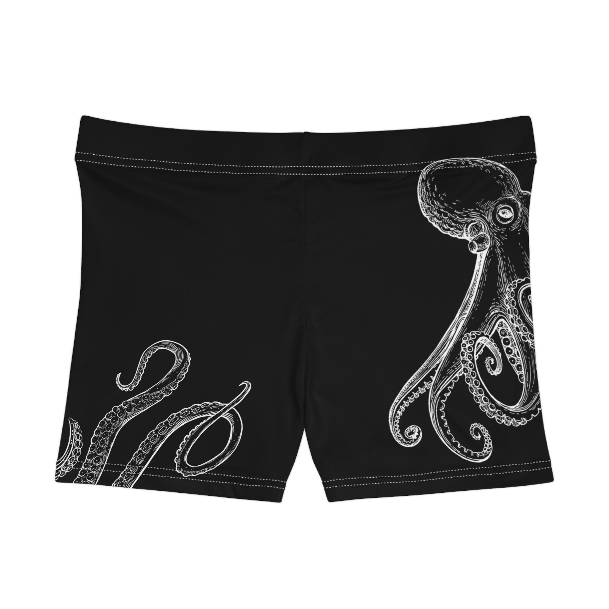 Daring Octopus Swimwear Shorts for Women for Beach, Cruise, Lake, Boat, Scuba Diving, Workout Yoga Shorts, Water Sports, Soft Stretchy