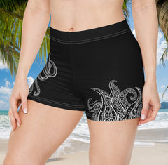 Daring Octopus Swimwear Shorts for Women for Beach, Cruise, Lake, Boat, Scuba Diving, Workout Yoga Shorts, Water Sports, Soft Stretchy