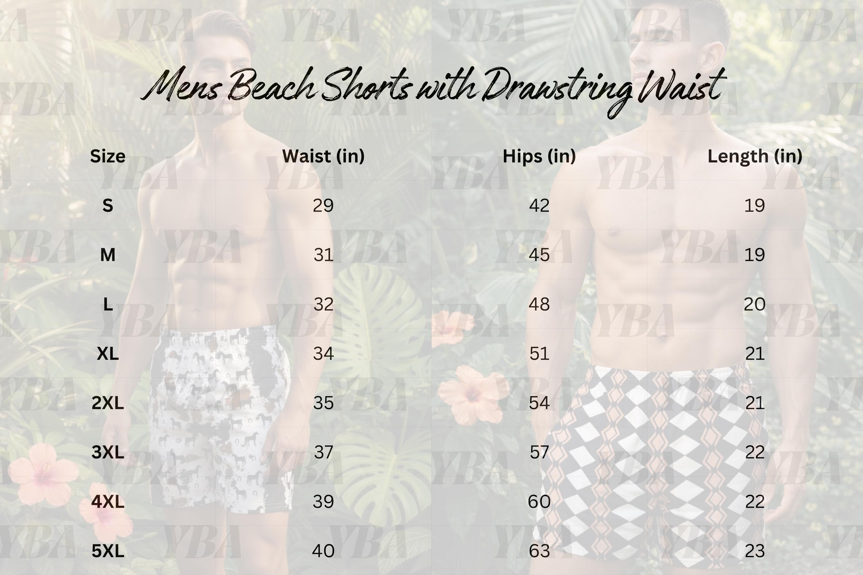 Stripy Groovy Men's Beach Shorts with Drawstring Waist, Summer Vaca Swim Trunks