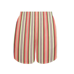 Stripy Groovy Men's Beach Shorts with Drawstring Waist, Summer Vaca Swim Trunks