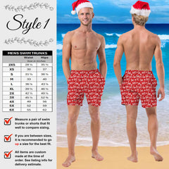 Men's Christmas Swim Trunks - Santa Snowflake Holiday Shorts