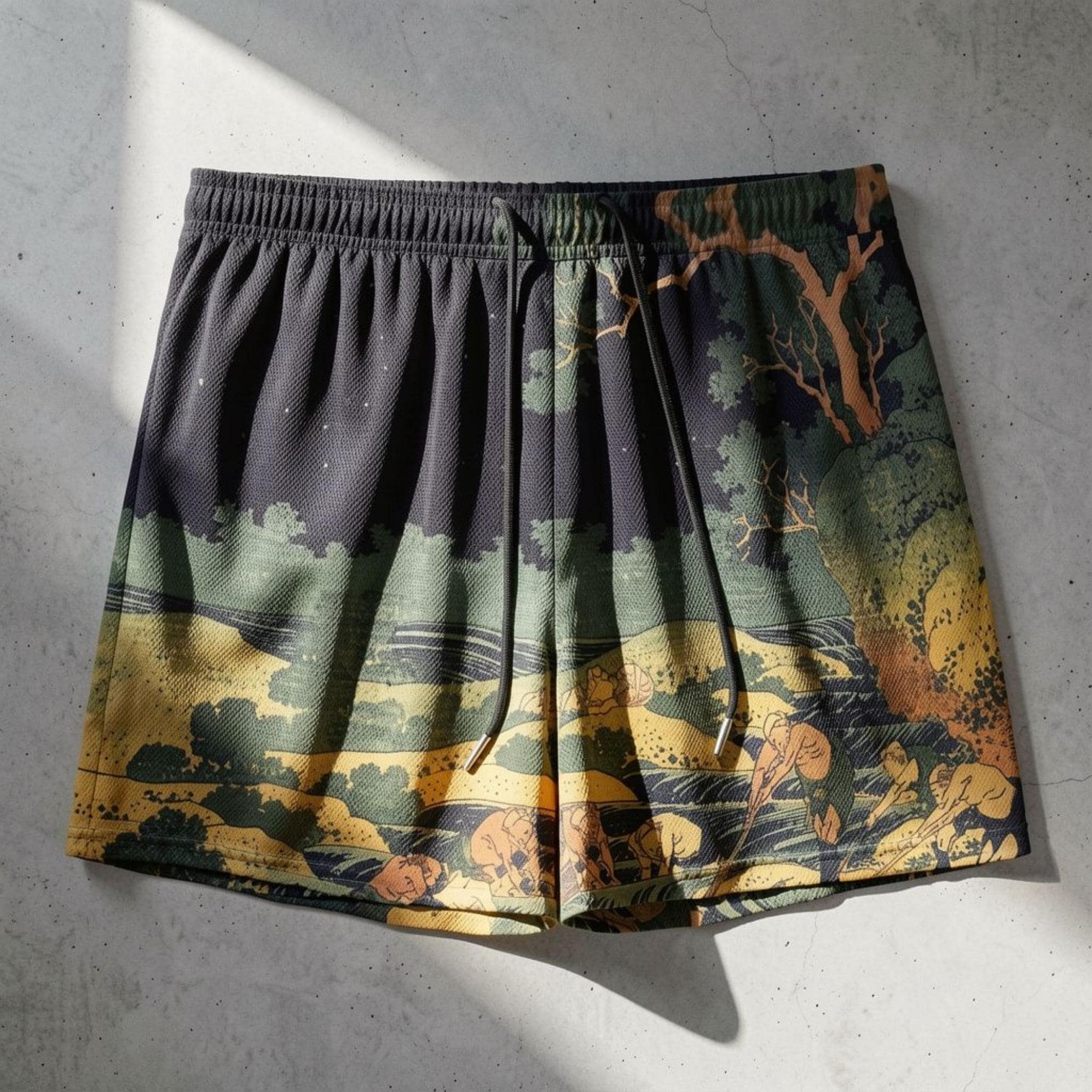 Hokusai Art Swim Shorts - Quick Dry Aesthetic Beach Trunks - Museumcore Summer Wear - Japanese Art swim shorts