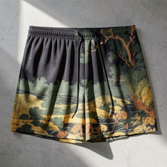 Hokusai Art Swim Shorts - Quick Dry Aesthetic Beach Trunks - Museumcore Summer Wear - Japanese Art swim shorts