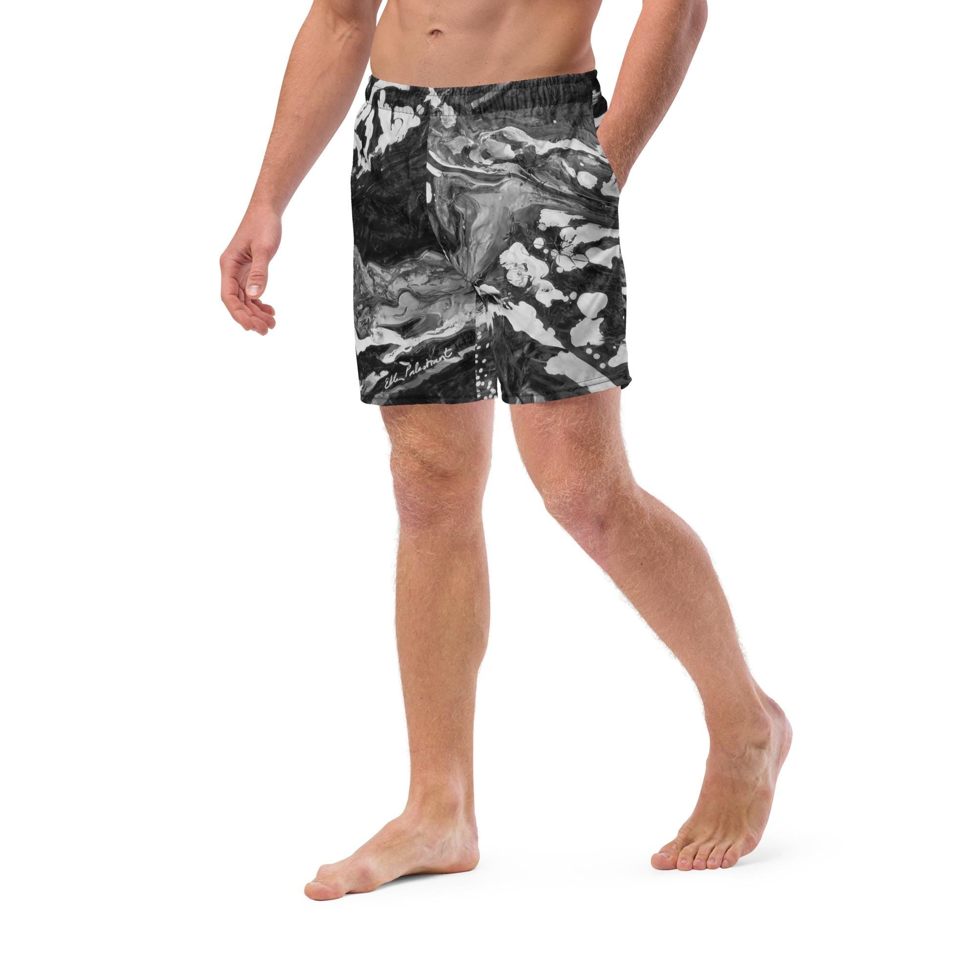 Men's Abstract Art Swim Trunks with Graphic Print
