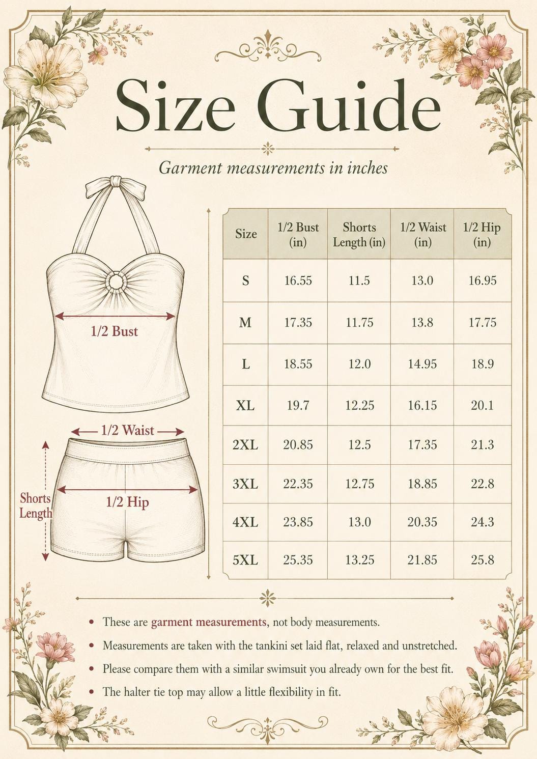 Halter Tankini Boyshorts Swimwear Set | Two-Piece Flattering Swimsuit | Groovy Retro Tones