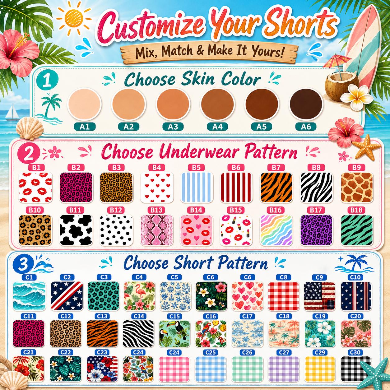 Men's Swim Trunks, Quick-Dry Beach Shorts, Novelty Print Swimwear