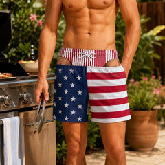 Men's Human Skin Print Swim Trunks, Novelty Board Shorts for Summer
