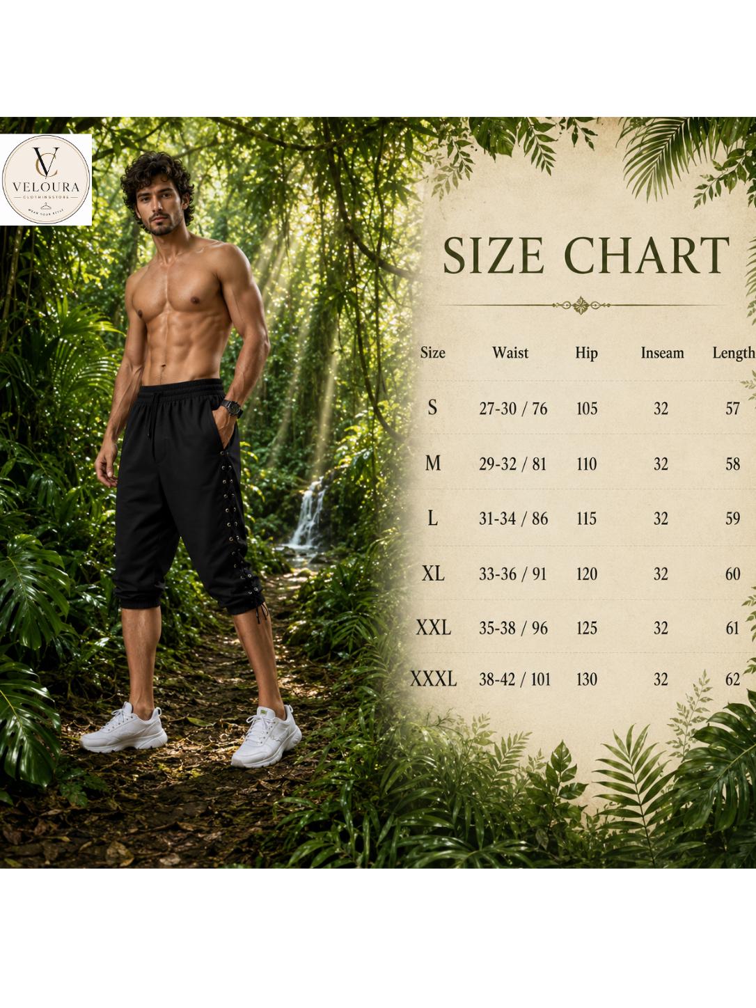 Men's Viking Pirate Shorts, Medieval Renaissance Side-Laced Festival Trousers